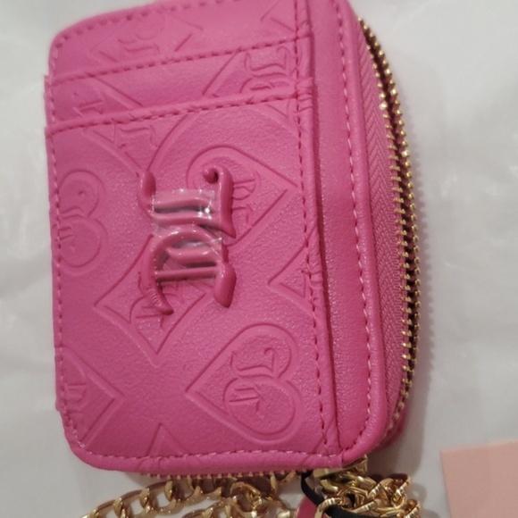 Juicy Couture good times pink monogram square zip around case wallet & charm new - Picture 4 of 10